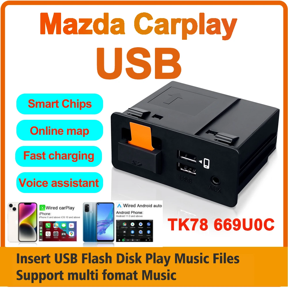 ANYFAR New Upgrade CarPlay Android Auto USB Hub Adapter for Mazda 2 3 6 CX3 CX5 CX8 CX9 MX5 Miata TK78669U0C Mazda Retrofit Kit