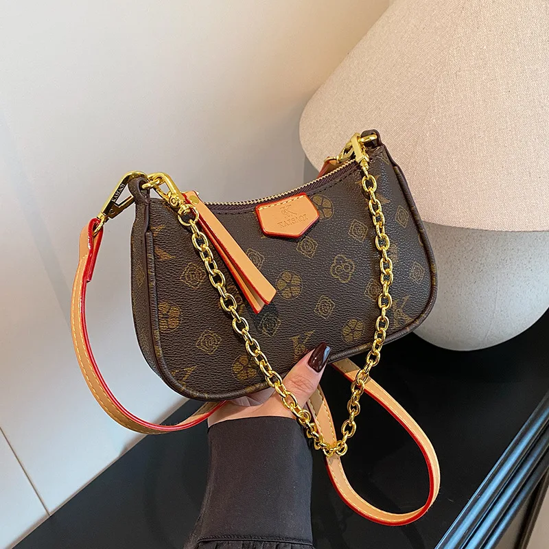 

2025 винтажная квадратная сумка с принтом, роскошный кошелек с цепочкой и ремешком для женщин, текстурированная сумка через плечо, ретро-сумка, минималистичная сумка на плечо ​