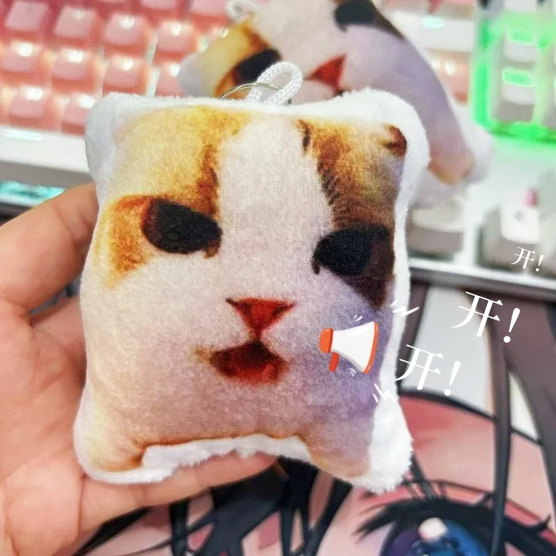 1 pçs engraçado gato chaveiro pressione o som pingente saco mochila decoração presente de aniversário para meninos e meninas chaveiros de pelúcia