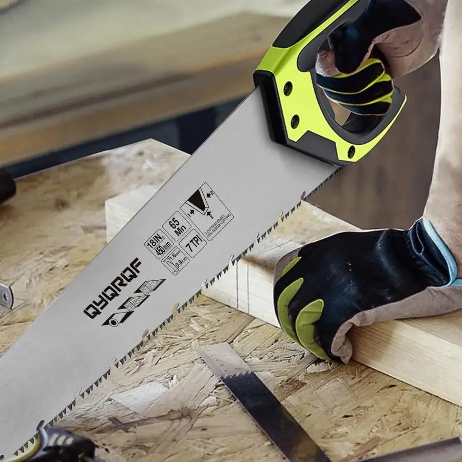 18 Inch Hand Saw, Upgraded Heavy‑Duty Rust‑Proof Wood Saw with Chip Removal Design for Pruning Gardening Wood Plastic Drywall Cutting