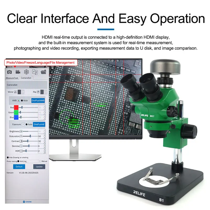 Imagem -05 - Relife M16 Microscópio Câmera Eletrônica Hdmi hd 4k Câmera de Grau Industrial 30fps hd Sony Chip Suporte Foto Vídeo Udisk Armazenamento