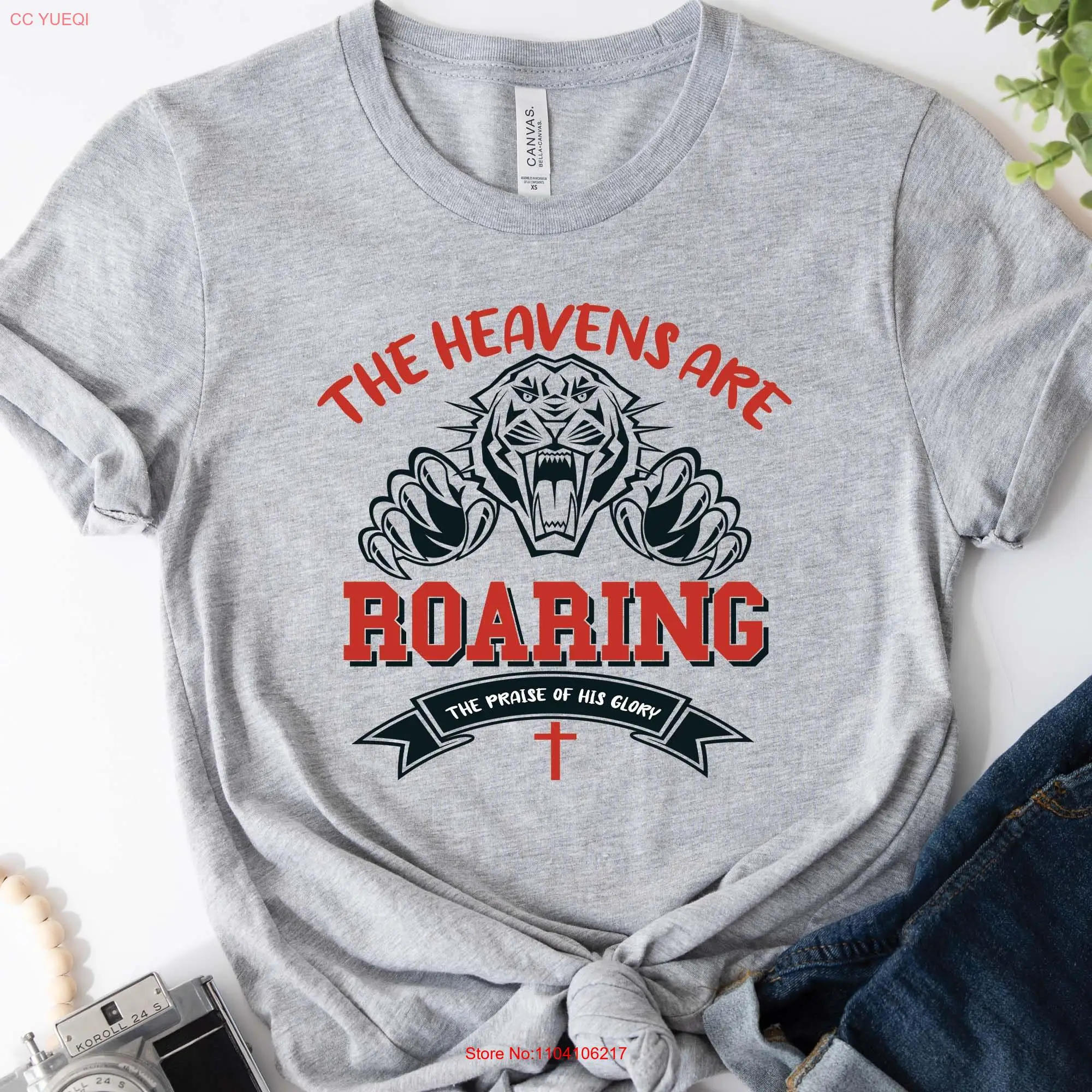 Heavens are Roaring Christian T Shirt Trendy Jesus Cute Bible Verse Merch Faith Spiritual  long or short sleeves