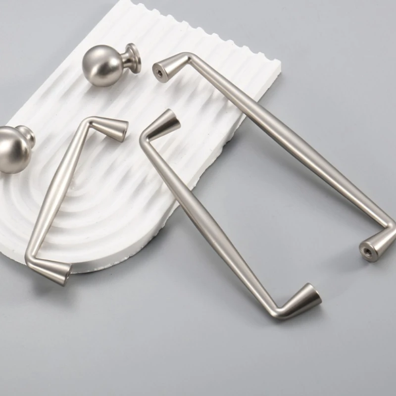 Simple Wardrobe Drawer Door Pull Handles Nickel Brushed Kitchen Cabinet Pulls Cabinet Hardware Modern Furniture Single-Hole Knob