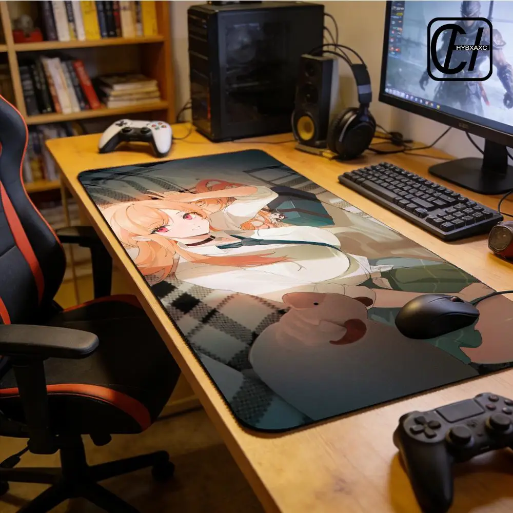 My Dress-Up Darling Anime Girl M-Marin Kitagawa Mouse Pad XXL Large Non-Slip Lock Edge Keyboard Pad Anti-Slip Gaming Mat HYBXXC