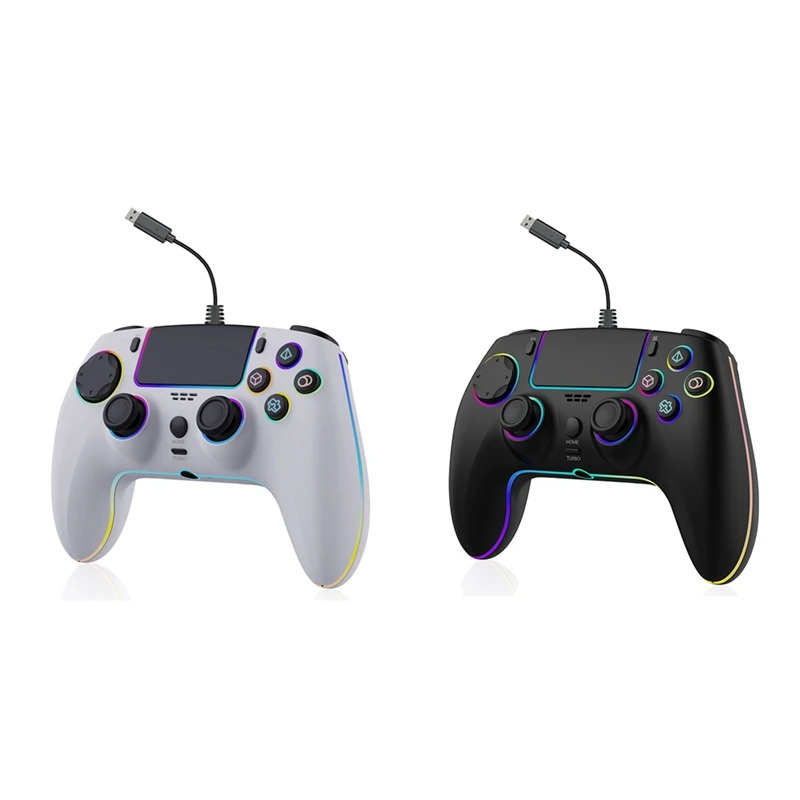 

Проводной геймпад для PS5, RGB подсветка, триггерная вибрация, непрерывная кнопка заднего вида, ПК/паровой геймпад SZ-5005W, белый