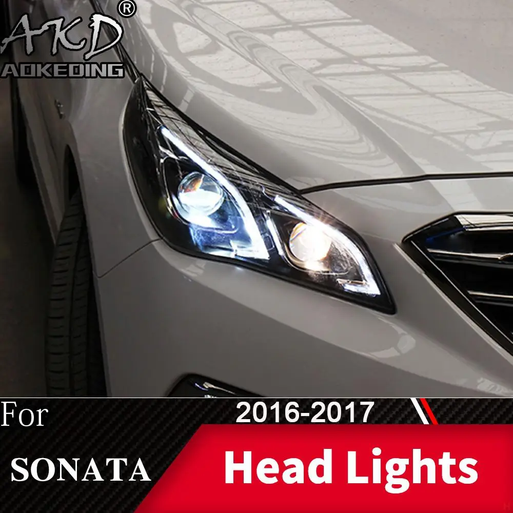 Headlight For Hyundai Sonata 9 2015-2017 Car автомобильные товары LED DRL Hella Xenon Lens Hella Hid H7 Car Accessories