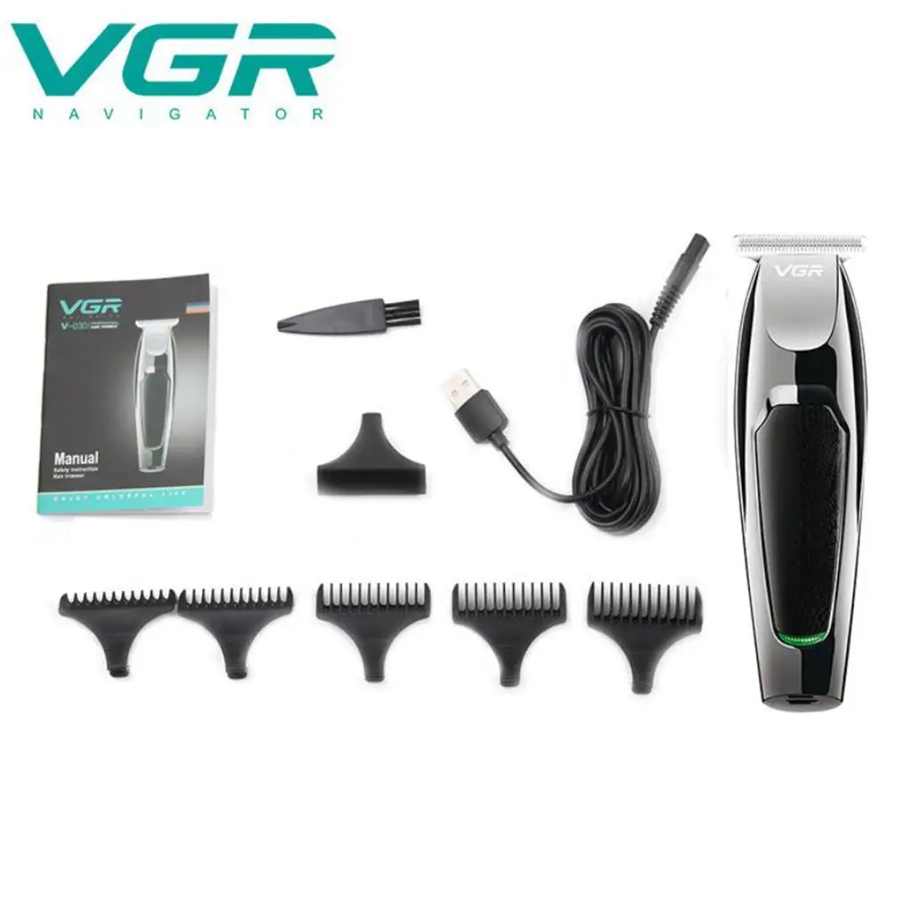 VGR hair , Mens Home Beard Shaver Hair Grooming Kit, Low Noise, Fully Washable, with 1/2/3/4/5 Combs