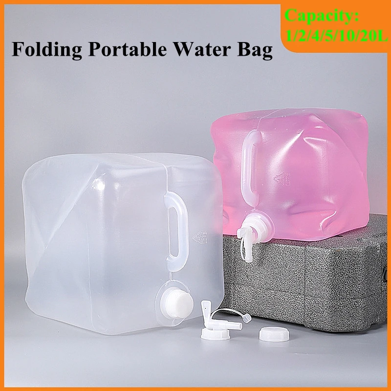 

1/2/4/5/10/15/20L Foldable Water Tank Camping Portable With Faucet Water Bag Car Travel Cooking Soft Water Bag Storage Bucket