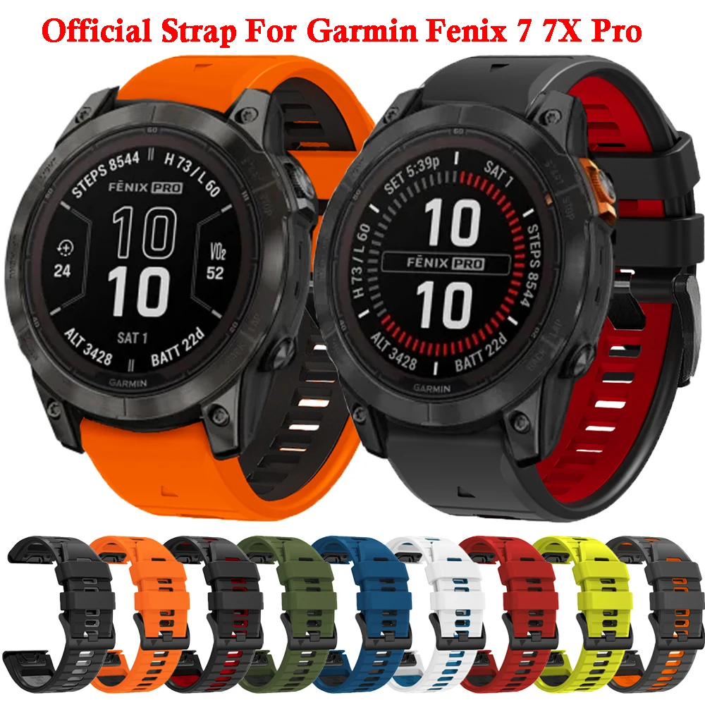Official Watchband For Garmin Fenix 7 7X Pro Strap Silicone Band Fenix 6 6X Pro 5 5X Plus Bracelet Accessories 22mm 26mm Correa