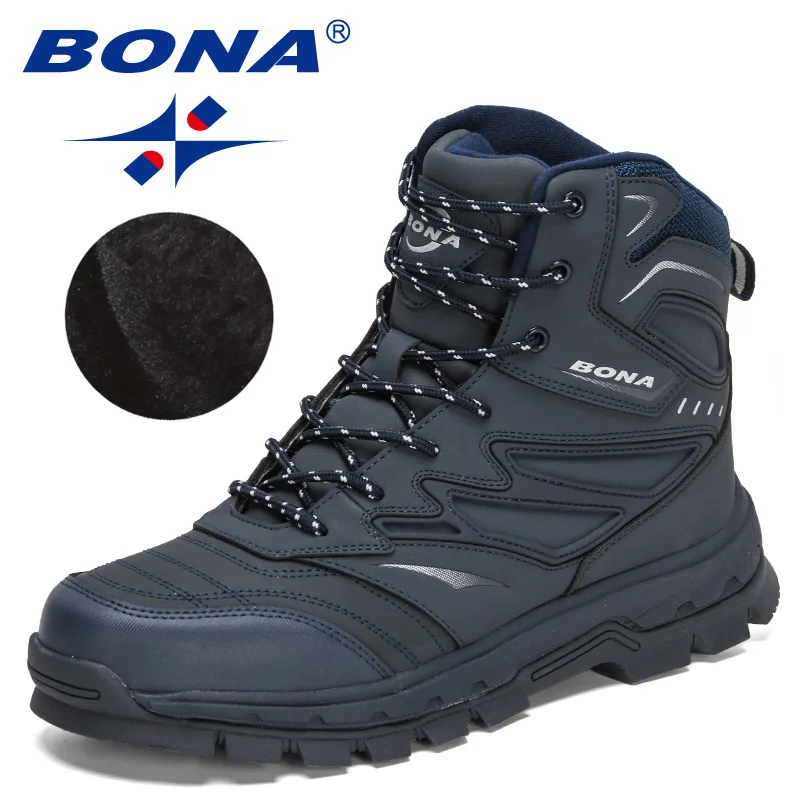 BONA 2023 New Designers Nubuck Winter Plush Boots Men Working Shoes Outdoor Hiking Warm Boots Man High Top Anti-Slip Footwear