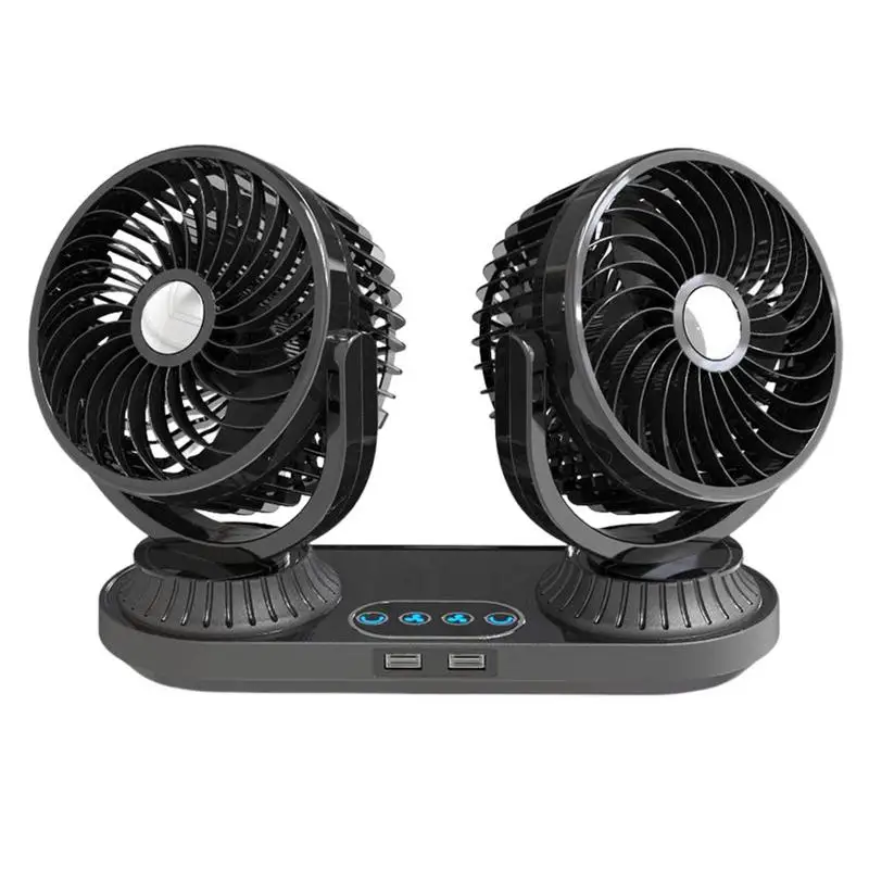 

Dual Head USB Fan Dual Head Electric Lighter Fan For Car Summer Low Noise Cooling Applications For Trucks Passenger Car Minivan