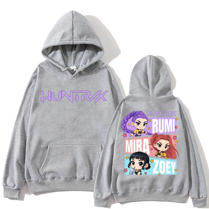 Kpop Anime Demon Hunter Huntrix Girls Hoodies Kawaii Cartoon Manga Men Women Hoody Sweatshirt Oversized Fleece Casual Sportwear