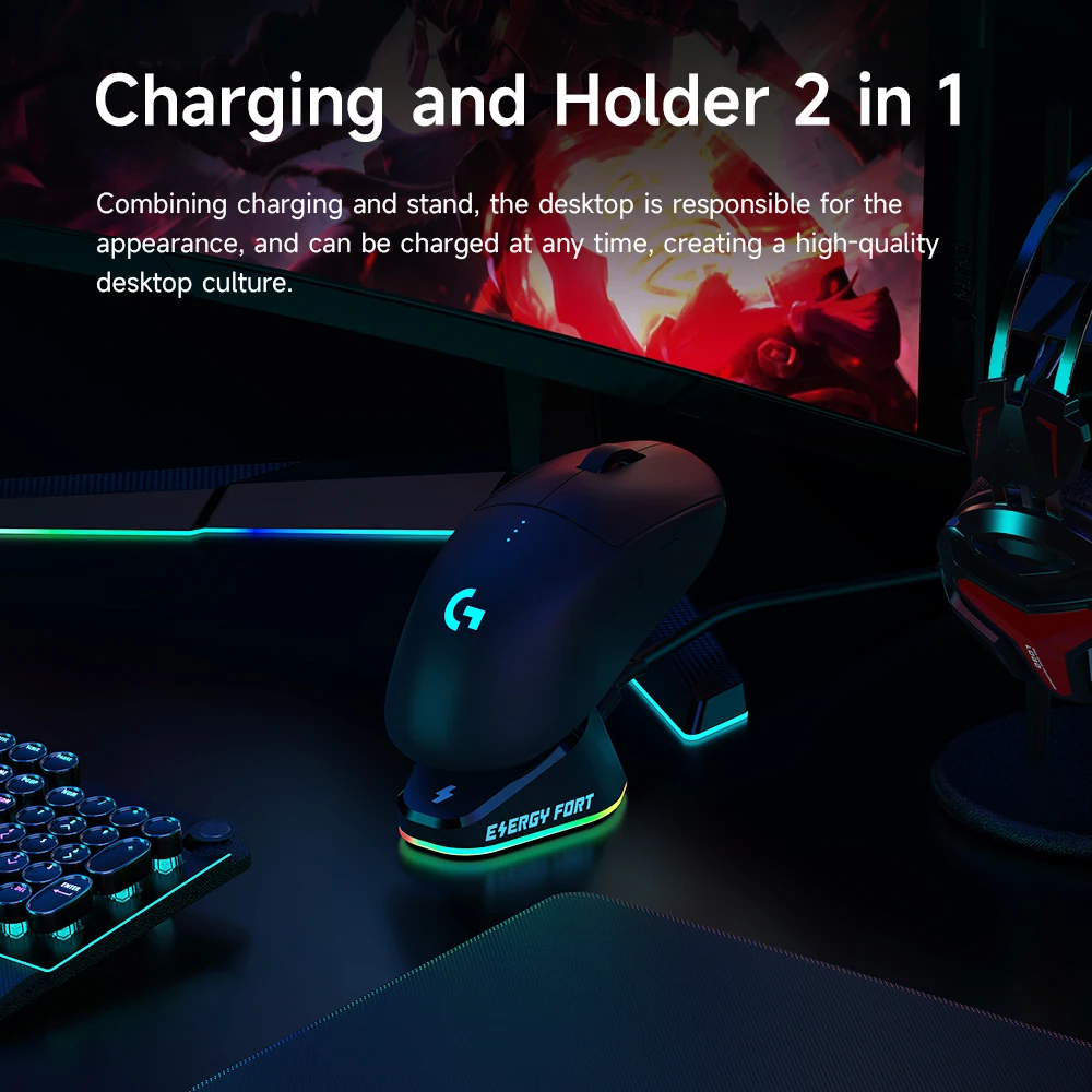 Imagem -05 - Carregador sem Fio para Mouse de Jogos Estação Doca para Logitech g Pro x Superlight x2 G403 G502 x Plus G703 G903 Hero Lightvelocidade