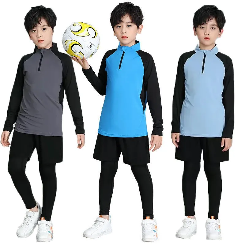 

Men Kids Football Sets Children Boy Girl Fitness Basketball Running Exercise Training Sports Bottoming Top Tee + Legging Pant 09