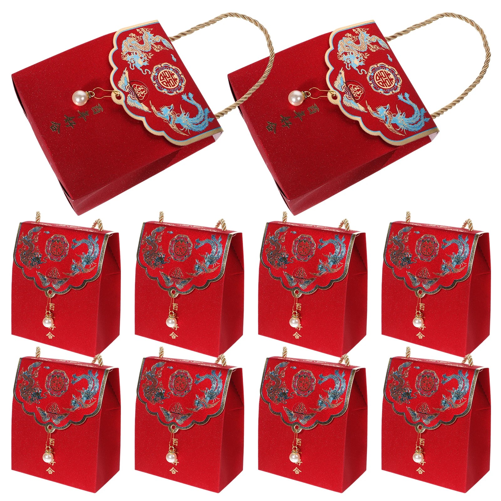 

10pcs Candy Boxes Phoenix Wedding Storage Bags Portable Snack Containers Gift Favors Party Decoration
