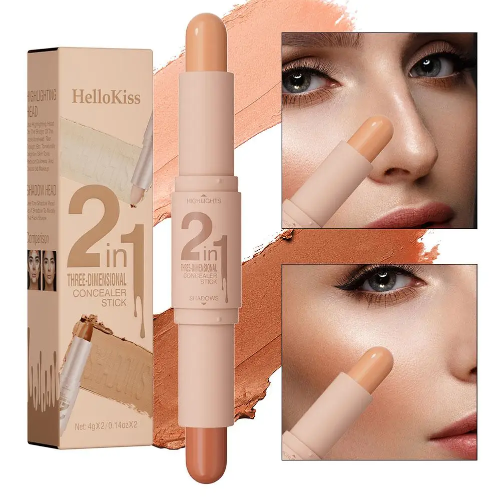 2 Colors Professional Makeup Wonder Stick Waterproof Shaping Pen Shadow Face Highlighter Multi-purpose Modify Concealer T0E8