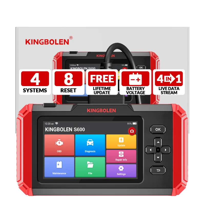 Kingbolen S600 Vehicle Diagnostic Tools OBD2 EOBD 12V Car Scanner ECU Coding Code Reader Lifetime Update Auto VIN