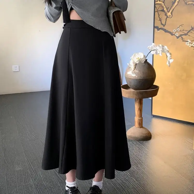 New Fashionable Versatile High Waist Suit Half Length Skirt for Women to Look Thin Medium Length Skirt Stylish A-line Skirt