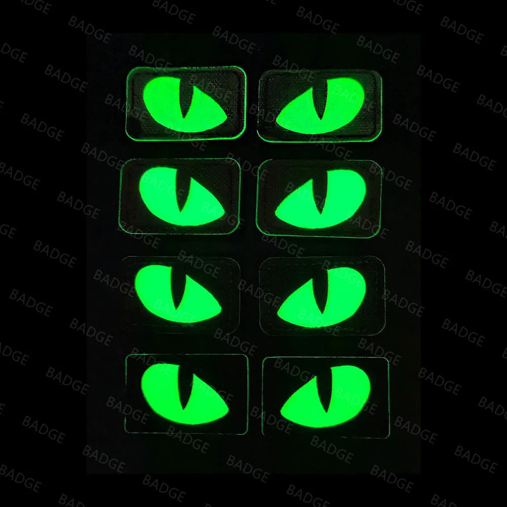Im Dunkeln leuchtende Patches, Katze, Teufelsaugen, taktischer Patch, Kampfhakenbefestigungen, Ranger, Motorrad, Biker-Tags, Operator-Emblem
