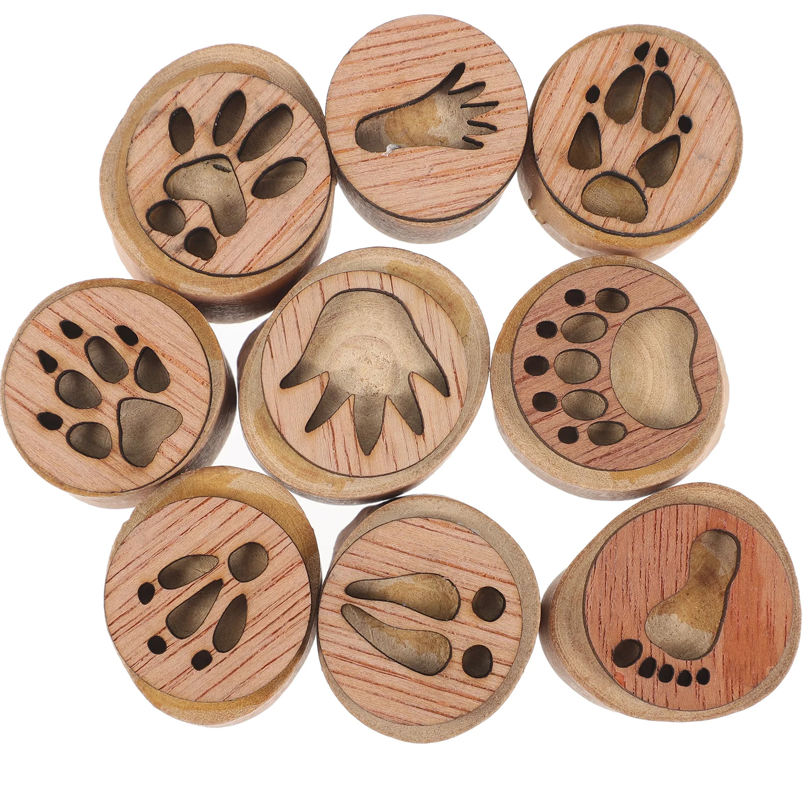  Animal Footprint Stamp Stamps for Kids Wooden Mini Crafts Cute Outdoor Vintage Decor