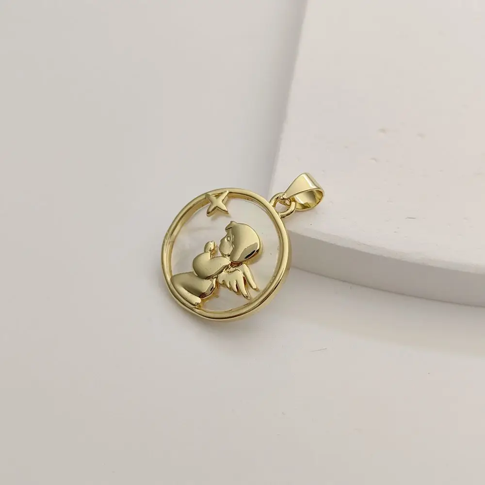 Fashion Natural sea shells Praying Angel Charms Pendants For Woman DIY Metal Bracelet Necklace Jewelry Handmade Accessories