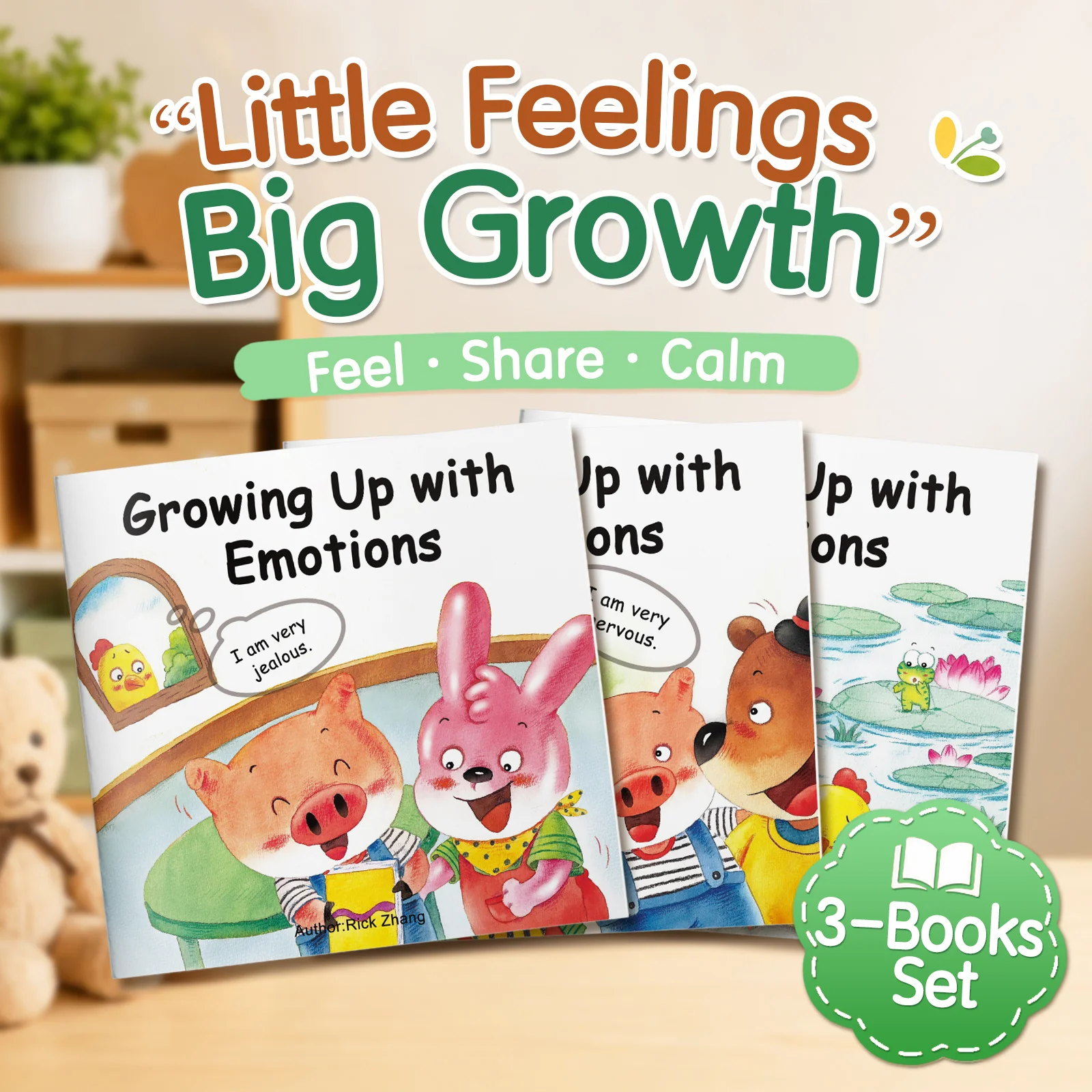 Growing Up with Emotions 3-Book Set: Kids Picture Books About Jealousy, Frustration & Nervous Feelings