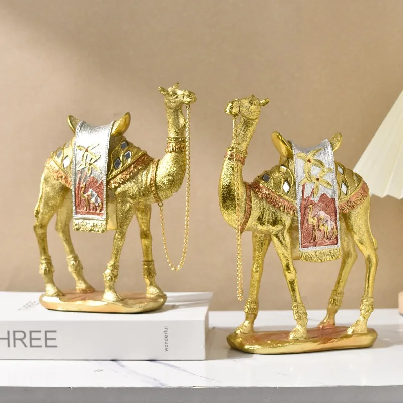 

Exquisite Middle Eastern Oriental Style Camel Sculpture Elegant Home Decor Art Piece Living Room Bar Cabinet Entryway Display
