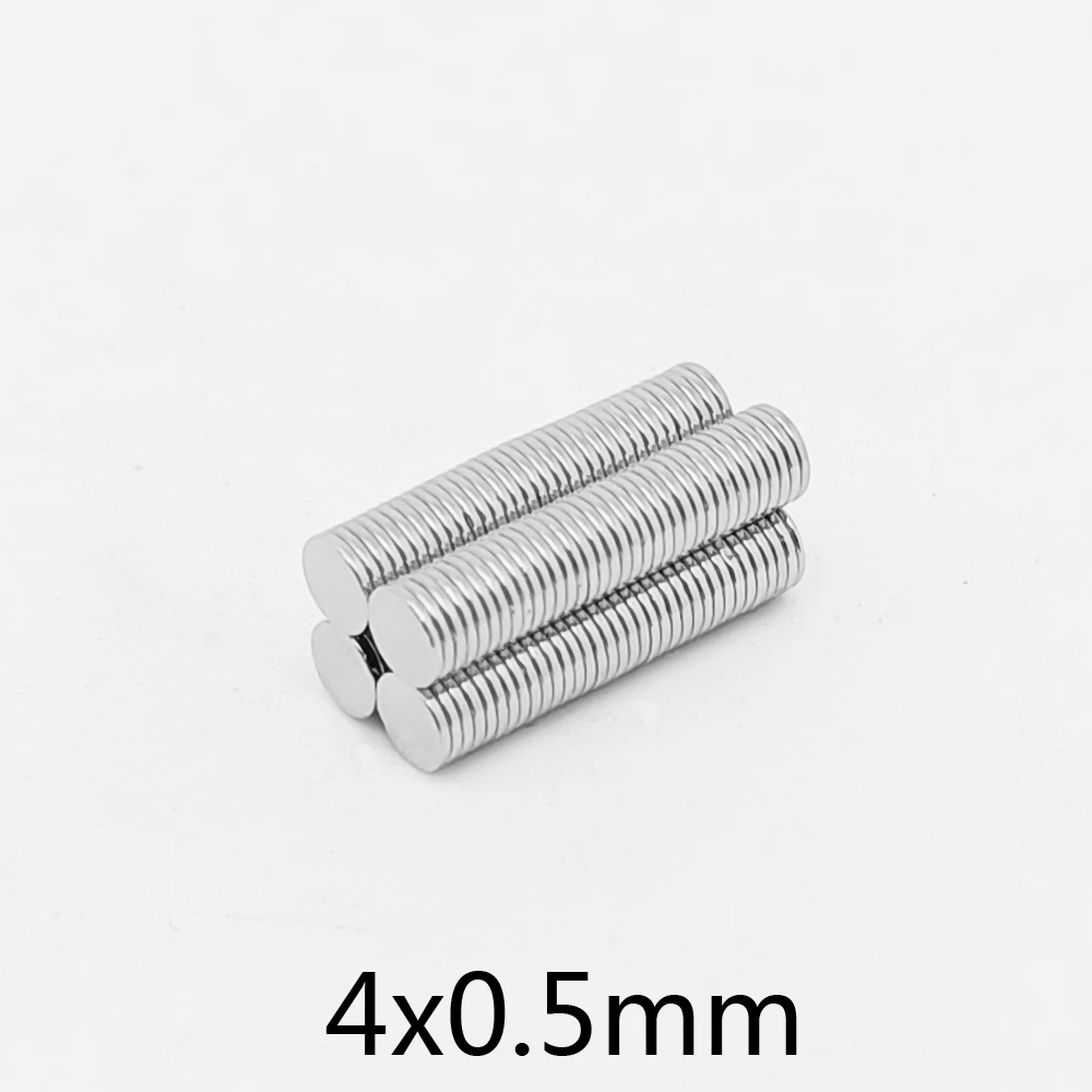 50 ~ 1500 sztuk 4x0.5mm cienki neodymowy silny magnes stały mały okrągły magnes 4x0.5mm potężny magnetyczny okrągły magnes 4*0.5mm