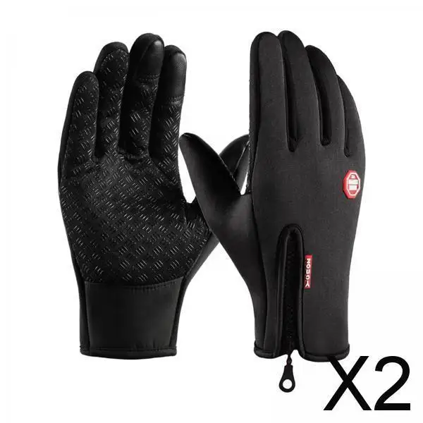 2x قفازات شتوية مقاومة للرياح معزولة للدراجات النارية وركوب الدراجات للبالغين للجنسين M أسود #1