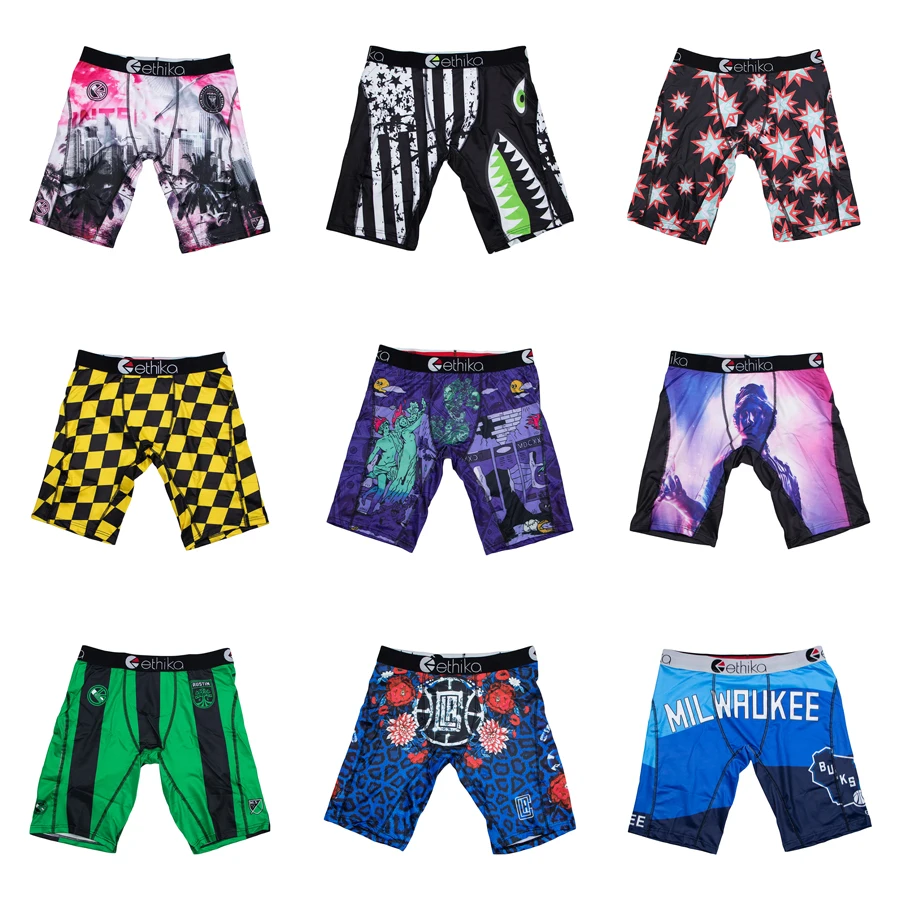 

ETHIKA, 1 шт., мужское нижнее белье, боксеры, дышащие сетчатые мужские трусы с промежностью, большие размеры L-3XL, мужские трусы-боксеры с принтом