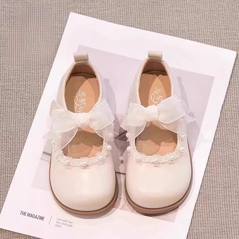 

leather shores for girls princess 2025 spring new children's soft-soled