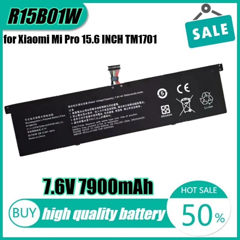 

7.6V 7900mAh 60.04Wh R15B01W Laptop Battery for Xiaomi Mi Pro 15.6 INCH TM1701 171501-AQ/AL/AF
