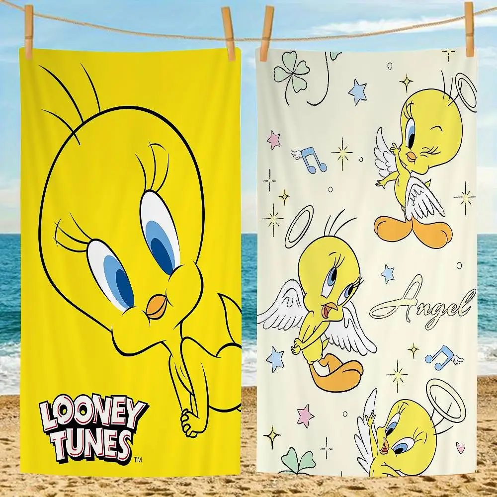 Toalla de playa de pájaro t-tweetys de dibujos animados para niños, Toalla de baño personalizada, toalla de piscina, regalo de vacaciones, toalla de Picnic, regalo de fiesta