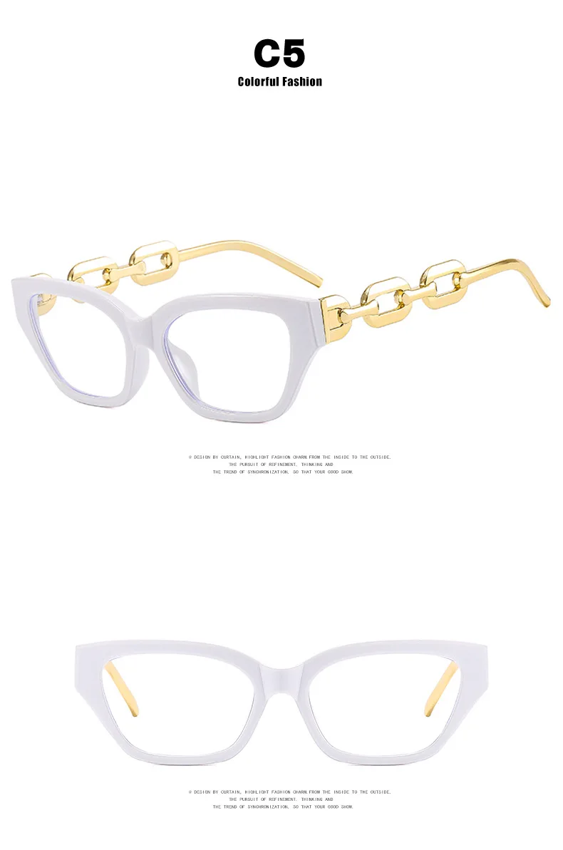Vintage Gold rahmen klare Lesebrille Frauen sexy Katzenauge Anti Blaulicht Brille Luxus Designer große Kette Presbyopie Brille – Detail 14