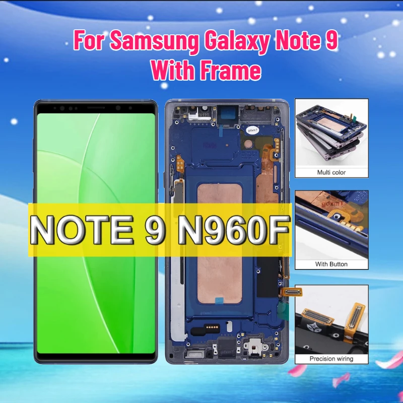 

Дисплей Note9 для Samsung Galaxy Note 9, ЖК-дисплей с сенсорным экраном для Samsung Note9 N960F/DS, замена экрана с рамкой
