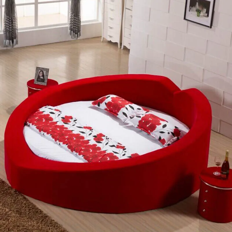 

2 meter heart-shaped round bed, personalized large soft bed, simple modern hotel round bed, double bed, wedding bed