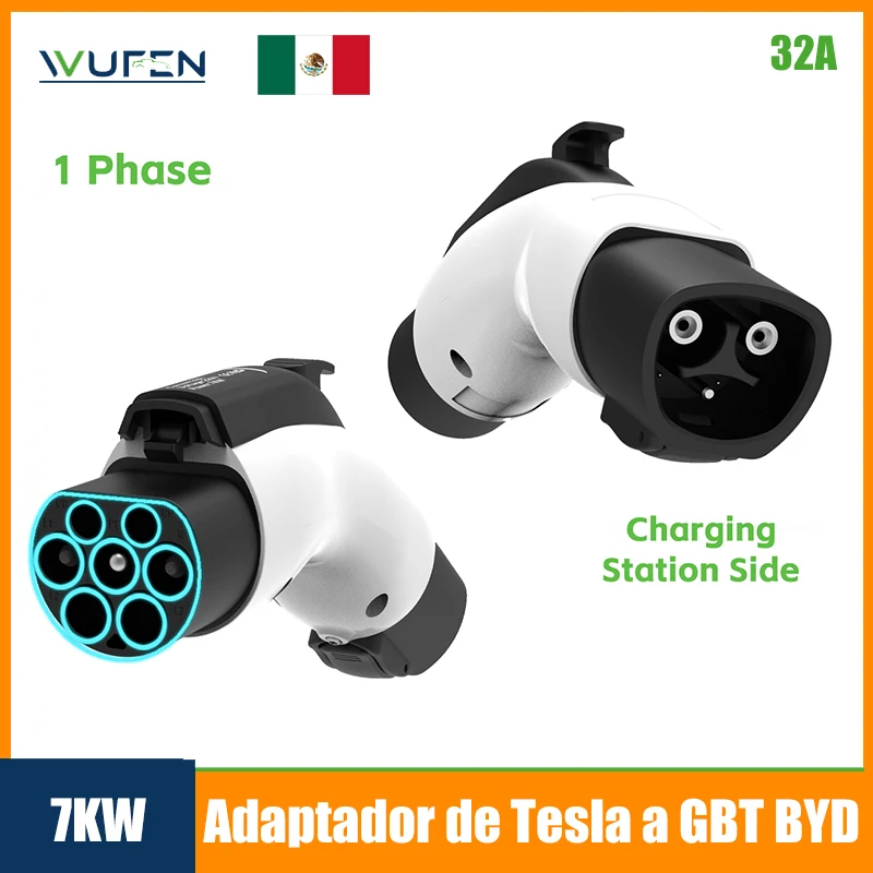 

WUFEN New Style with Switch Max 32A 7KW 250V Tesla Charging Pile to GBT Car Adaptor EV Charging Adapter For BYD JAC Trumpchi GE3