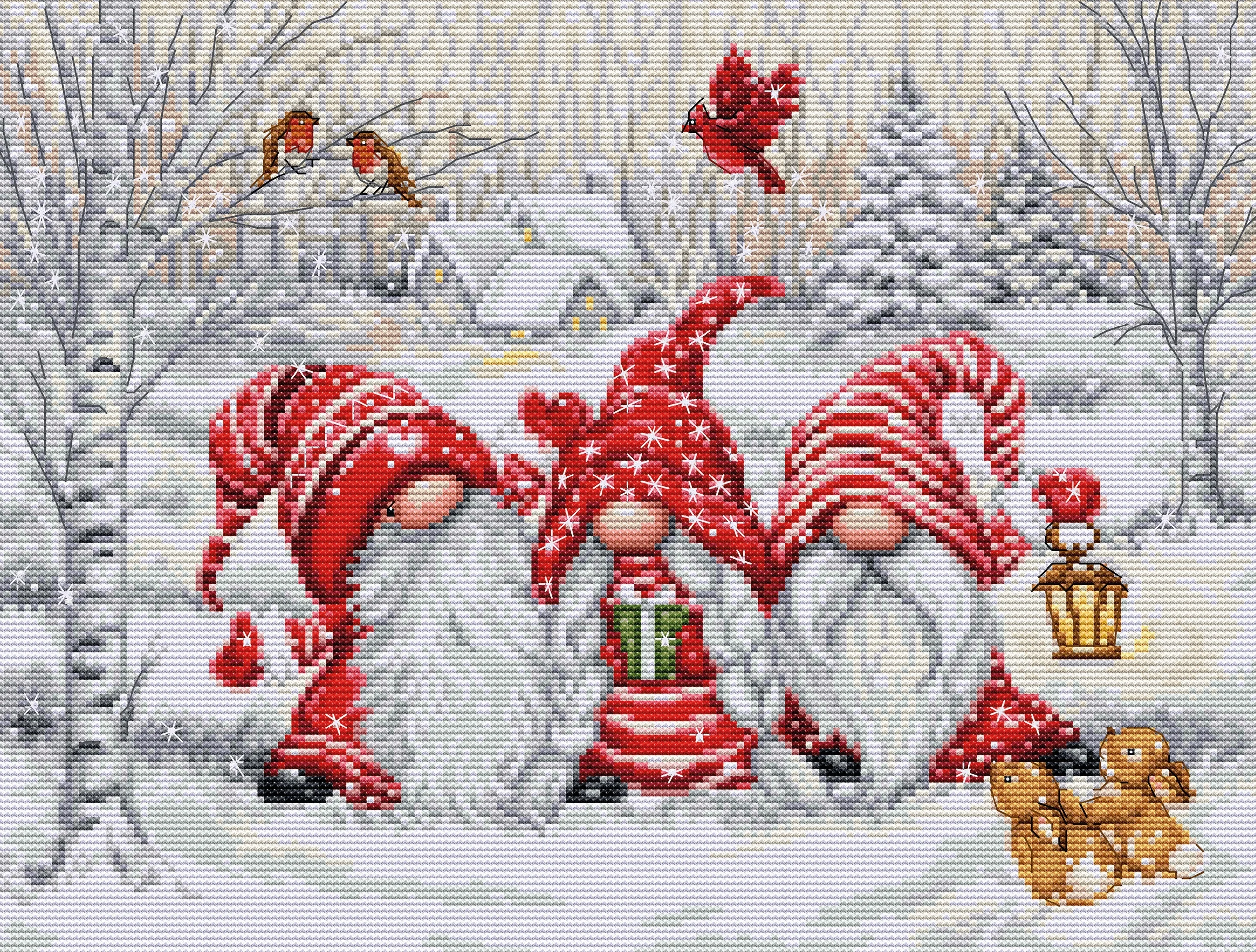 Cross stitch Kit 14CT Canvas Cross Stitch Embroidery Set Craft --Luca-S BU5050 Three Christmas Dwarves 43-35 Cross Stitch Set