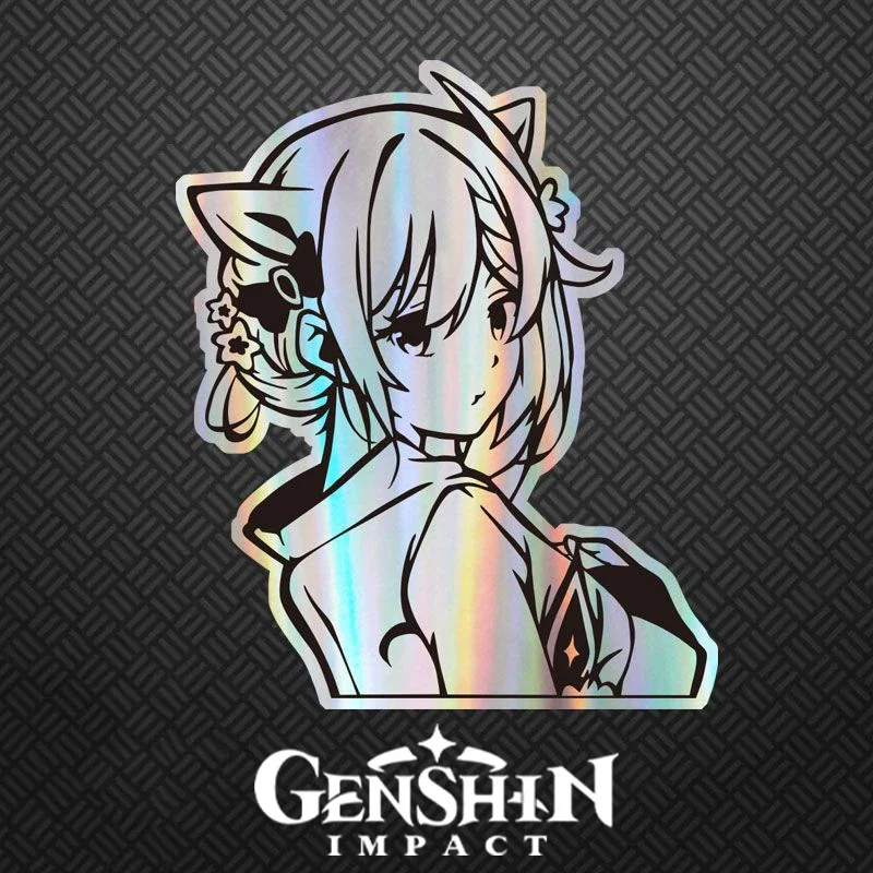 

18/30 см Genshin Impact Keqing Kawaii Girl канцелярские принадлежности с аниме Sticker Светоотражающие лазерные наклейки, детские игрушки, школьные принадлежности для ноутбука