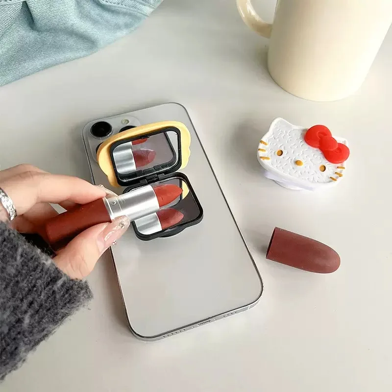 الكرتون Kt القط الهاتف المحمول وسادة هوائية حامل ربطة القوس فيونكة القط مرآة سطح المكتب الخلفي ملصق قابل للسحب الدراما دعم الإطار الخلفي ملصق #3