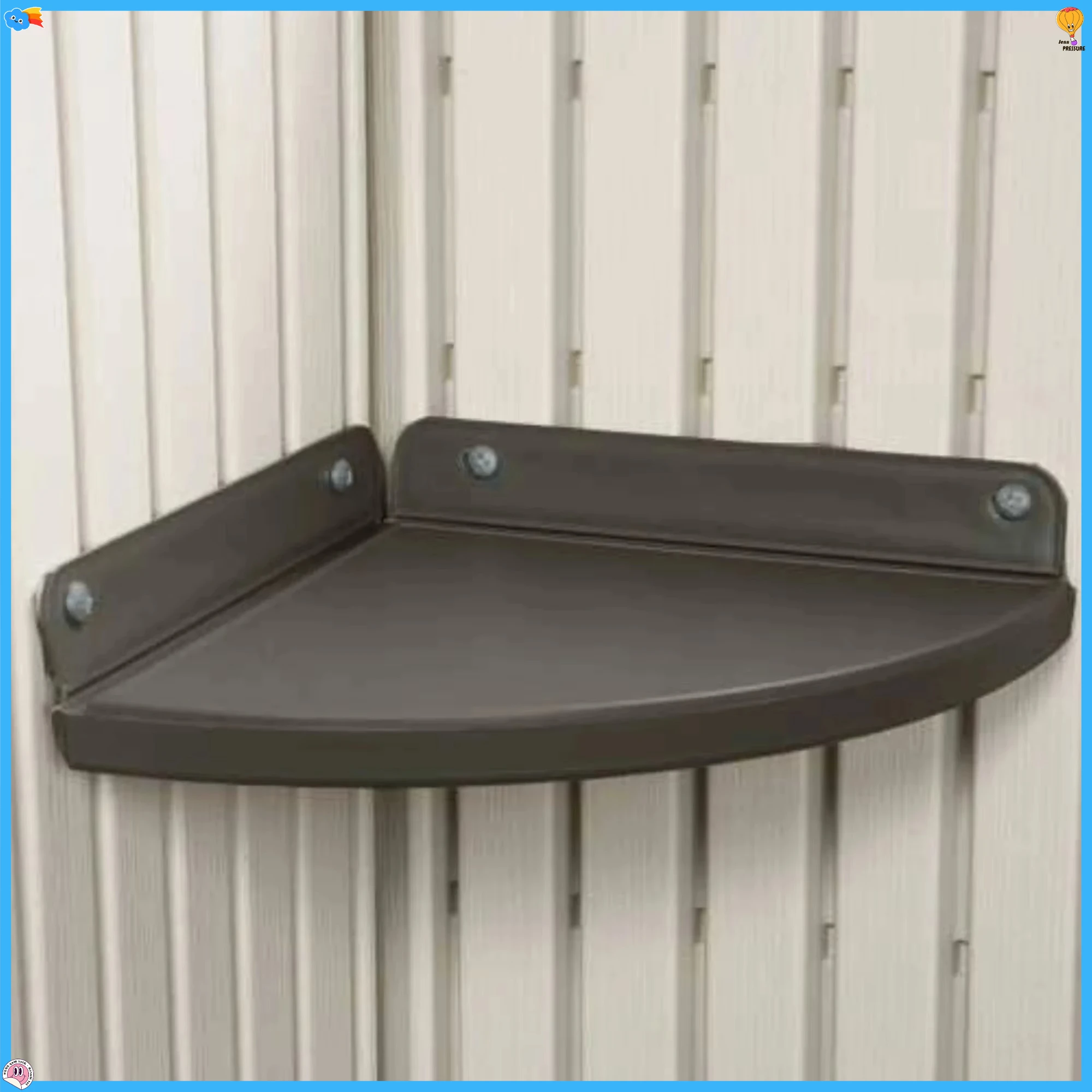 

2-Pack Brown 9.5" Corner Shelves - Lifetime Shed Storage Solutions - Save Space in Garages and Outdoor Areas