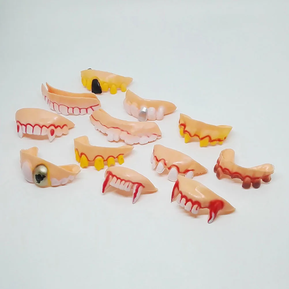 Dentiers d'Halloween Fausses Dents pour Enfants, Jouet Amusant, Vêtements Zombie Pvc pour Adultes, Accessoires de Costume, ixà Thème Enfant, 24Pcs