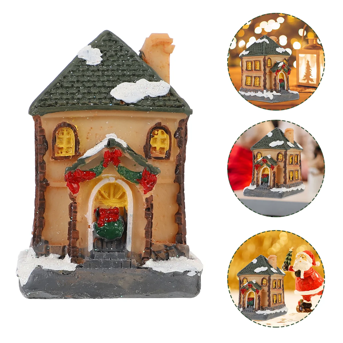 

Christmas Party Decoration Resin Glow Small House Micro Landscape Decorations Gifts LED Xmas Ornament Statue Desktop Vacation