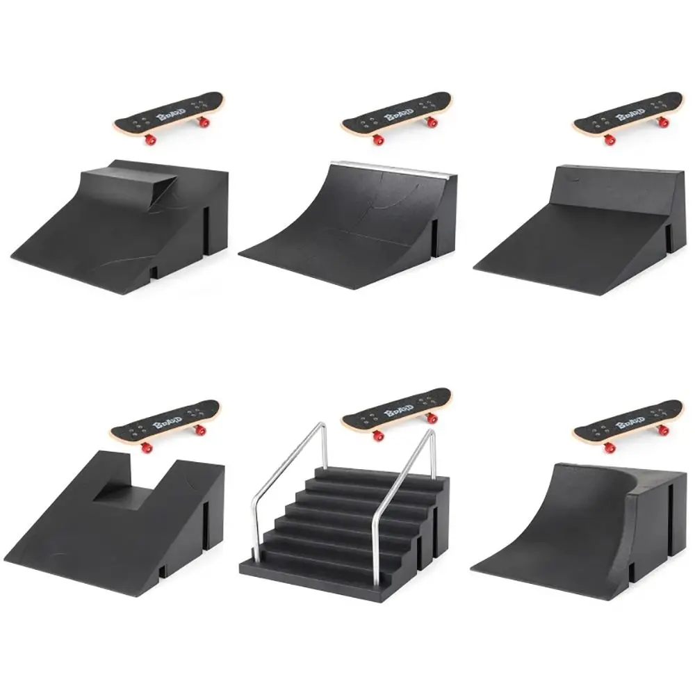 1Set New Fingers Training Skate Park Ramp Set Funny Plastic Tech Practice Deck Black Finger Skateboards Extreme Sport
