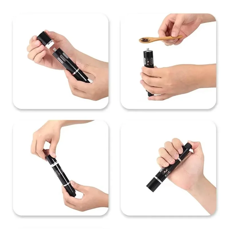 

BAAR-Spring Steel Mill Pepper Grinder Thumb Push Button Practical Aluminum Alloy Tool Salt Sea Spices External Grinding