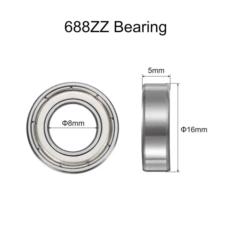 10Pcs 688ZZ Deep Groove Ball Bearings 8×16×5mm Double ZZ Metal Shield Chrome Plated Steel Miniature Ball Bearings