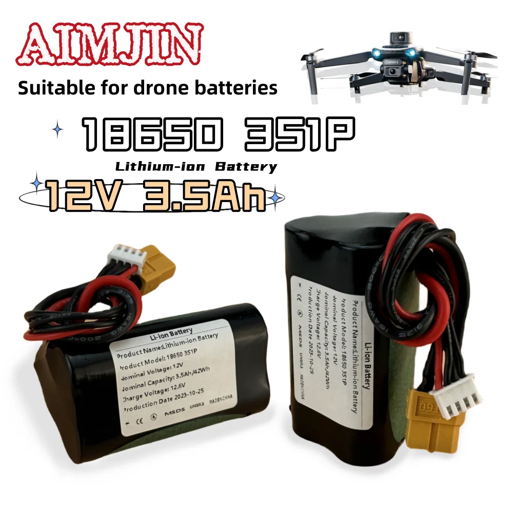 

3S1P 12V 3.5Ah 18650 Li-ion Rechargeable Battery Pack For Various RC Airplane Drone Quadrotor XH2.54-4P XT60