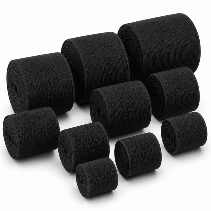 2/5/10M Nylon Rubber Bands Elastics Webbing By Meter 10-80mm Black Elastic Band for Waistband Sewing Resilient Strap Supplies