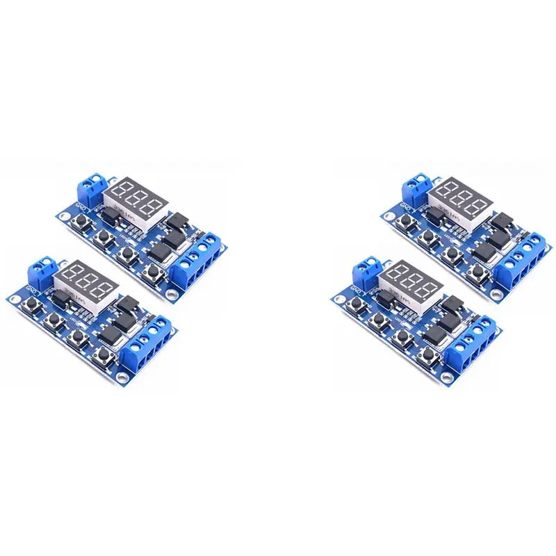 AB13-4Pcs DC12-24V Dual MOS Digital Time Delay Relay Trigger Cycle Timer Delay Switch Circuit Board Timing Control Module