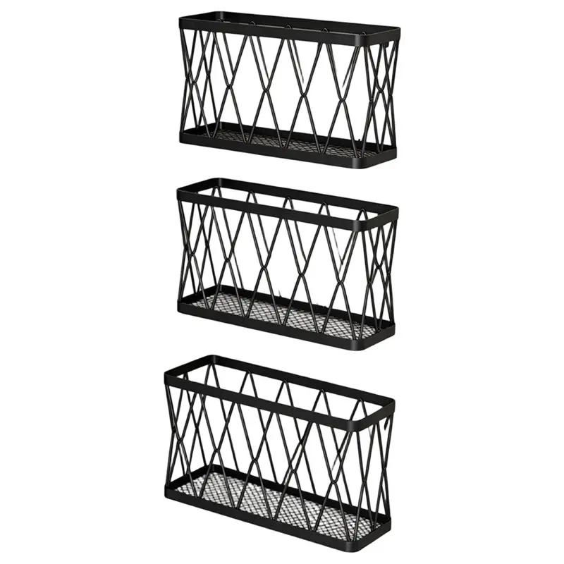3 Pack Adhesive Cabinet Organizer Cabinet Organizer Wall Mounted Pantry Door Organizer Wall Under Sink Basket Slim Space